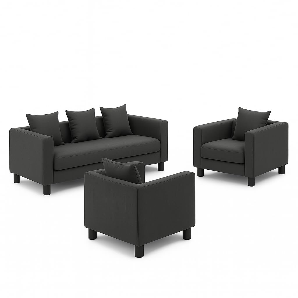 Wood Wing Furnitures Zenora Bliss 5 Seater Sofa Set (3+1+1) for Living Room | Premium Fabric Upholstery | Modern Design | Comfortable Seating for 5-6 People...