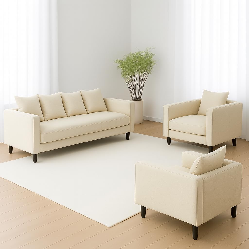 Wood Wing Furnitures Zenora Bliss 5 Seater Sofa Set (3+1+1) for Living Room | Premium Fabric Upholstery | Modern Design | Comfortable Seating for 5-6 People...