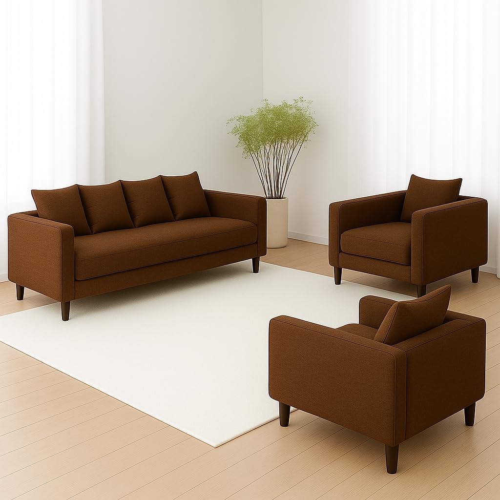 Wood Wing Furnitures Zenora Bliss 5 Seater Sofa Set (3+1+1) for Living Room | Premium Fabric Upholstery | Modern Design | Comfortable Seating for 5-6 People...