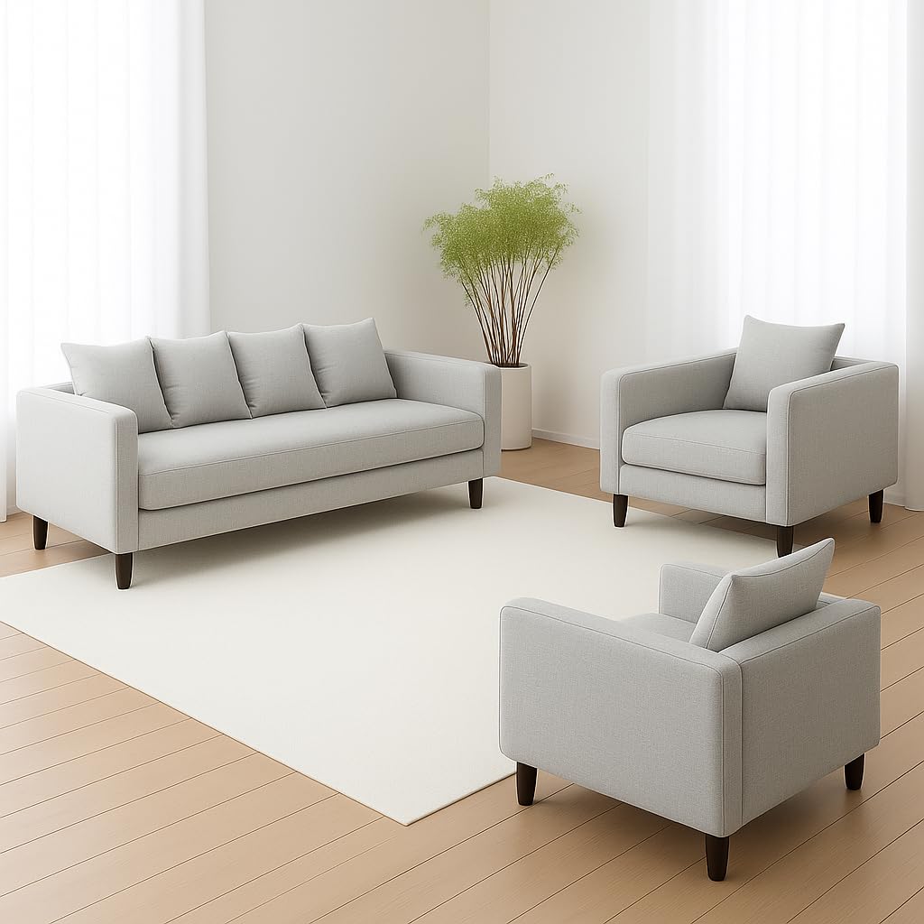 Wood Wing Furnitures Zenora Bliss 5 Seater Sofa Set (3+1+1) for Living Room | Premium Fabric Upholstery | Modern Design | Comfortable Seating for 5-6 People...