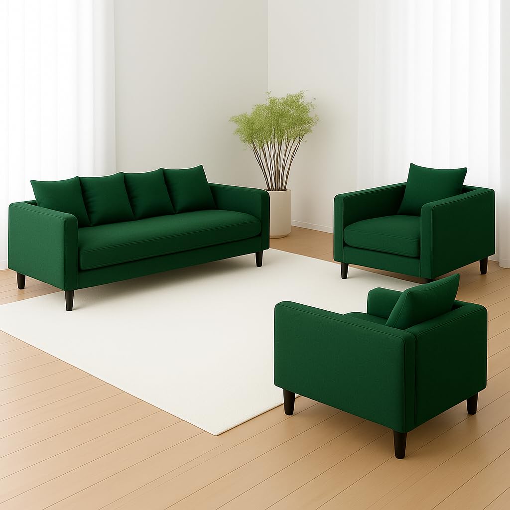 Wood Wing Furnitures Zenora Bliss 5 Seater Sofa Set (3+1+1) for Living Room | Premium Fabric Upholstery | Modern Design | Comfortable Seating for 5-6 People...