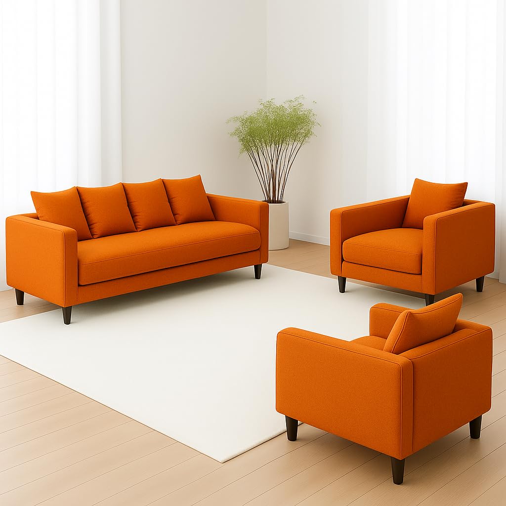 Wood Wing Furnitures Zenora Bliss 5 Seater Sofa Set (3+1+1) for Living Room | Premium Fabric Upholstery | Modern Design | Comfortable Seating for 5-6 People...