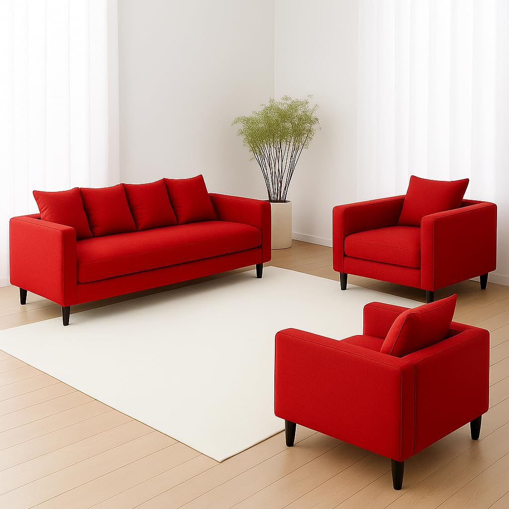 Wood Wing Furnitures Zenora Bliss 5 Seater Sofa Set (3+1+1) for Living Room | Premium Fabric Upholstery | Modern Design | Comfortable Seating for 5-6 People...