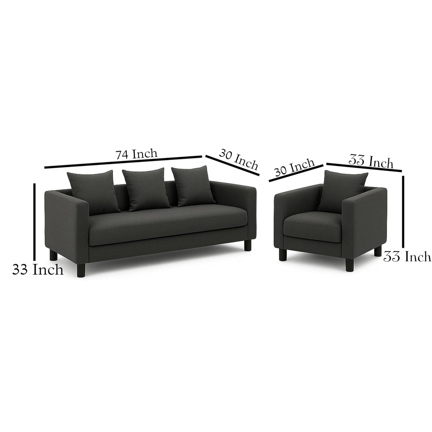 Wood Wing Furnitures Zenora Bliss 5 Seater Sofa Set (3+1+1) for Living Room | Premium Fabric Upholstery | Modern Design | Comfortable Seating for 5-6 People...