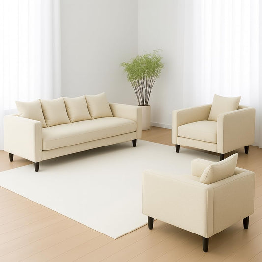 Wood Wing Furnitures Zenora Bliss 5 Seater Sofa Set (3+1+1) for Living Room | Premium Fabric Upholstery | Modern Design | Comfortable Seating for 5-6 People...